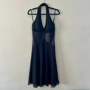 Elegant Black Halter Dress SL Fashions Size 6 Y2K Classic Timeless Old Money Vtg